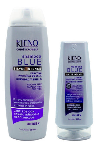 Kleno Kit Blue Matizador Silver Shampoo + Mascara Teñidos 0