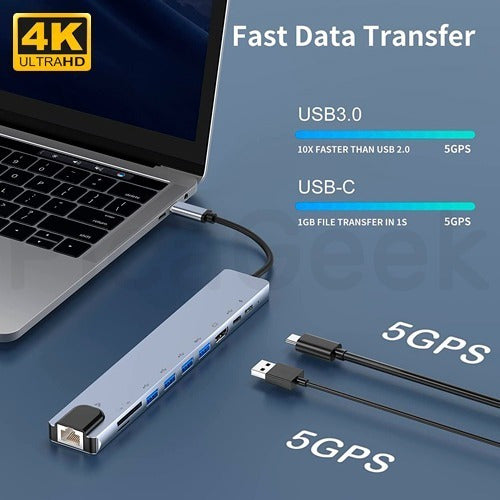 HUB Adaptador Hub USB-C 10 en 1 HDMI 4K 6