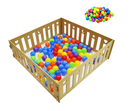 Wooden Foldable Baby Playpen Ball Pit 100x100x33cm 5