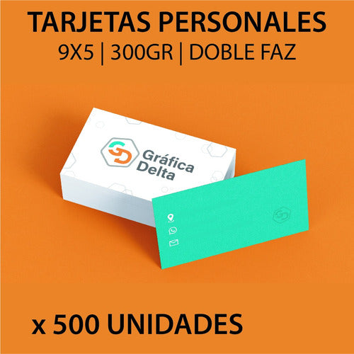 500 Tarjetas Personales 9x5 Full Color Doble Faz 300grs 1