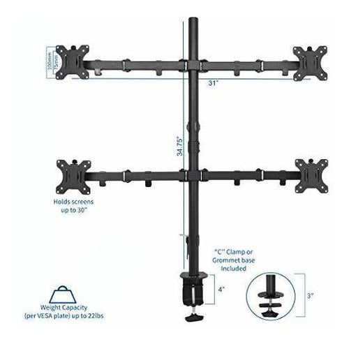 Vivo Quad Desktop Monitor Stand for LCD 13 to 30 Inches 1