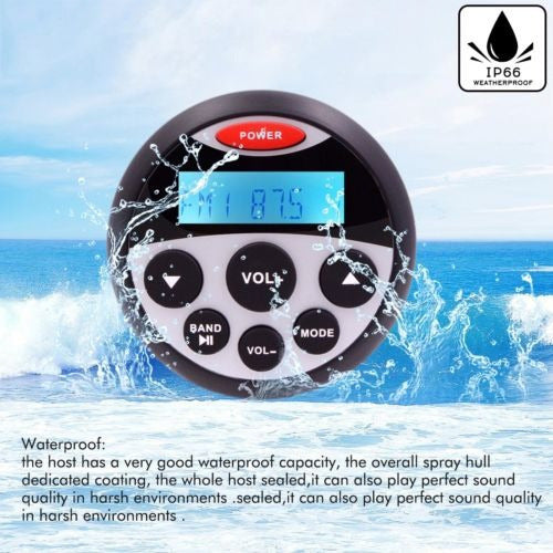 Marino Waterproof Boat Audio Stereo FM Radio Bluetooth 4