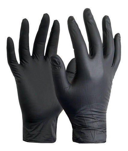 Disposable Black Nitrile Gloves x100 Latex Free 9