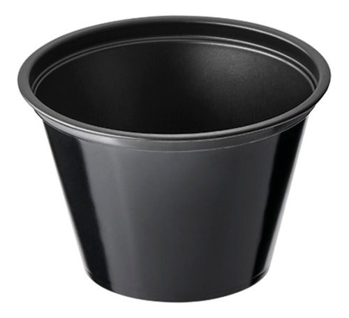 Black Plastic Darnel 2.5 oz. (75cc) Sauce Containers X100 0