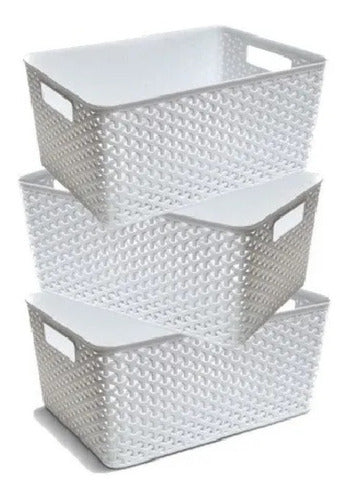 Colombraro Rectangular Rattan Organizer Basket Set of 3 0