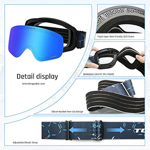 Torege Gafas De Esquí Antivaho De Doble Capa Con 4