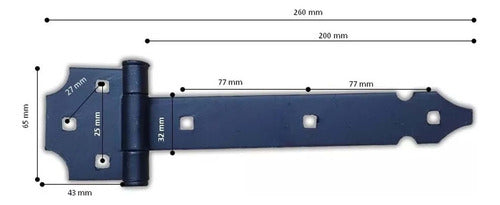 Corvex Colonial Hinge Screw-On Iron 20 CM Pack of 2 Units 1