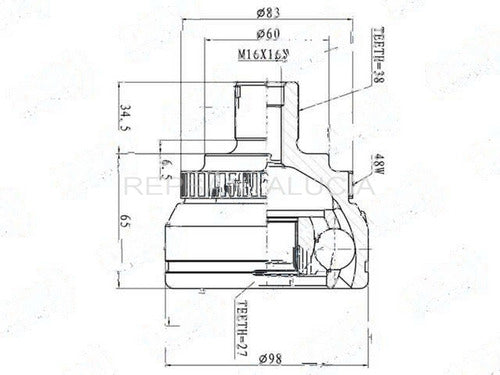 Homocinetica Vw Sharan 1.8 1.9 L/r Ee38 - Ei27 1