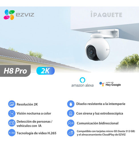 Camara De Seguridad Wifi Ip Ezviz Domo Exterior 2k Color 1