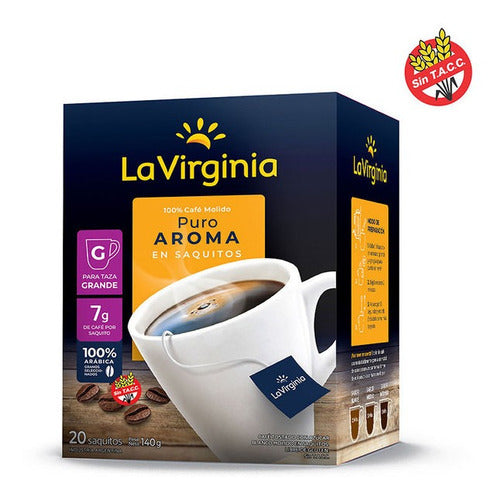 Cafe En Saquitos La Virginia Puro Aroma 7 Gr Caja 20 Un 1