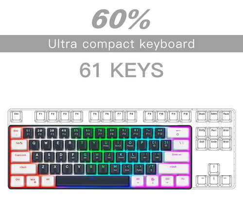 Razeak 60 Percent Portable Keyboard, Mini Mechanical Keyboard 1