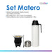 Set Kit Matero Termo Acero + Mate Artesanal + Bombilla 1