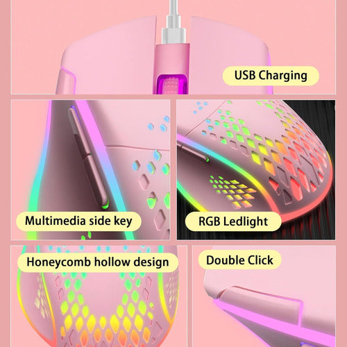 Mouse Ratón Inalámbrico Laptop Pc Videojuegos Trabajo Rosado 2