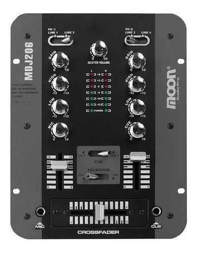 Moon MDJ206 DJ Stereo Mixer Console with 2 Channels and 4 Inputs 4