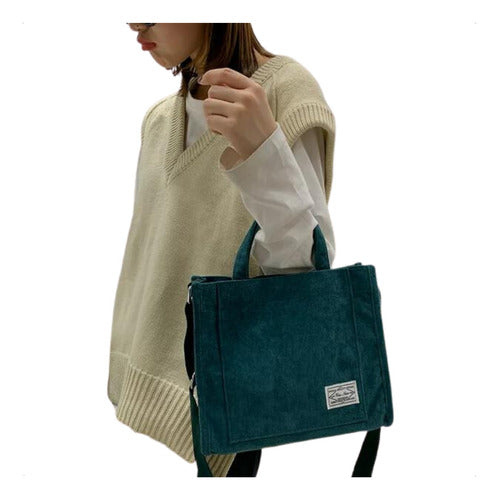 Set of 2 Small Women's Handbags Crossbody Shoulder Bag in Soft Corduroy Fabric 52
