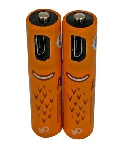 Combo Pilas X2 Recargables Aaa 450mah 500 Recargas Con Cable 1