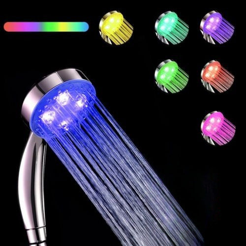 LED Shower Head 7 Color Changing Water Light Temperature Cam 1