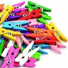 Set of 50 Wood Mini Color Clips / Souvenir 6