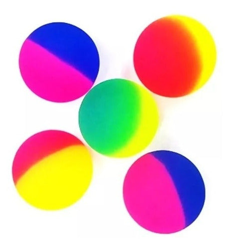 Manzana Cotillon Pelota Saltarina Fluo Bicolor Souvenir Piñata X 10 Unidades 1