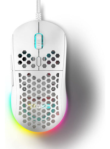 Dierya M1SE Gaming Mouse with Honeycomb Design and RGB Lights - White 0