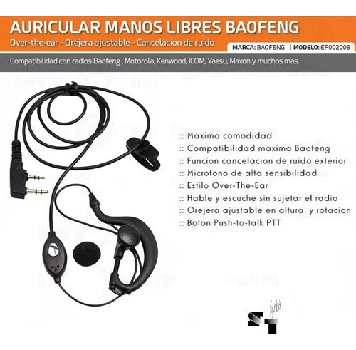 Auricular X 12 Con Micrófono Para Handies Baofeng Original 2