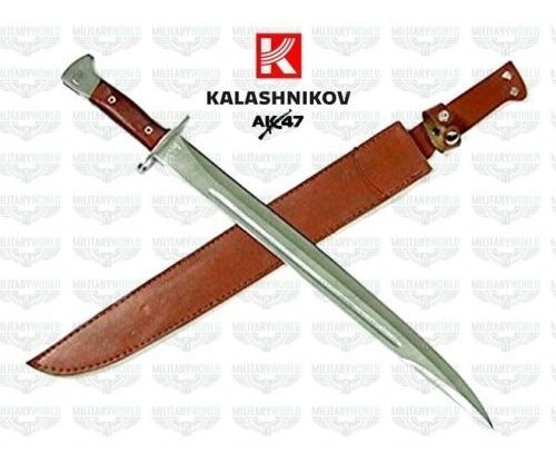 Cuchillo Militar Tipo Bayoneta Rusa 39cm Con Funda Cuerina 1