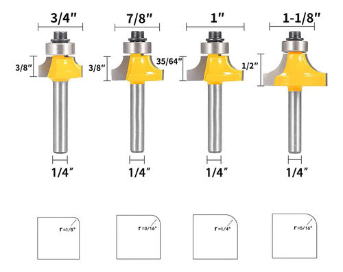 Totowood Router Bit Set, 6 Mm Shank, Radius From 3 To 8 Mm 1