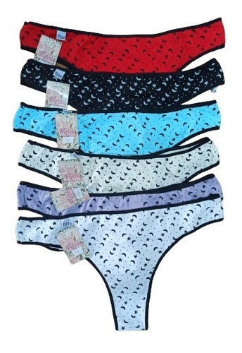 Pack of 6 Cotton Lycra Super Special Size Printed Thongs 32