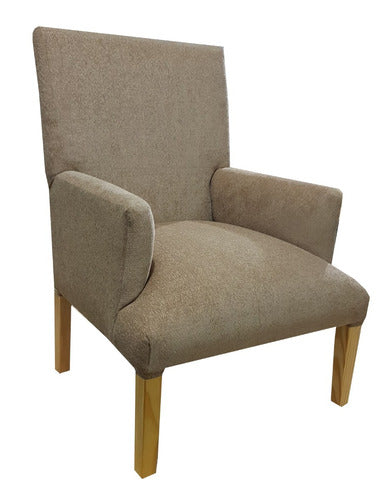 Chenille Tufted Armchair with Wood Arms Haig Fabric by Bufalosin 1