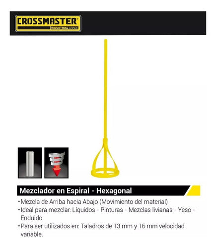 Mezclador Espiral Crossmaster Para Taladros Pintura Liquida 3