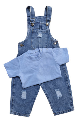 PETIT MONDE Unisex Denim Mom Overalls with Cotton Bodysuit for Baby 1