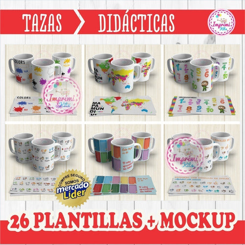 Plantillas Tazas Didacticas Aprendizaje Mockup Sublimacion 1