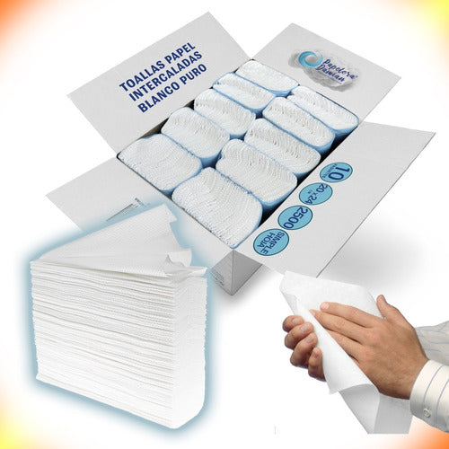 Papelera Damián Intercalated White Paper Towels 2 Boxes + Plastic Dispenser 1