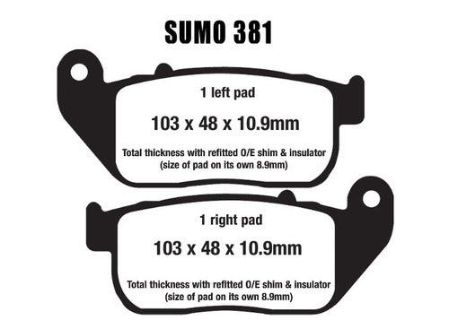 Sumo 381/387 Pastillas Freno D+t Harley Davidson Xl 883 2