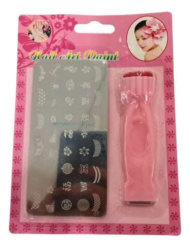 Hermoso Toque Stamping Plate & Scraper Set for Nail Designs H T 0