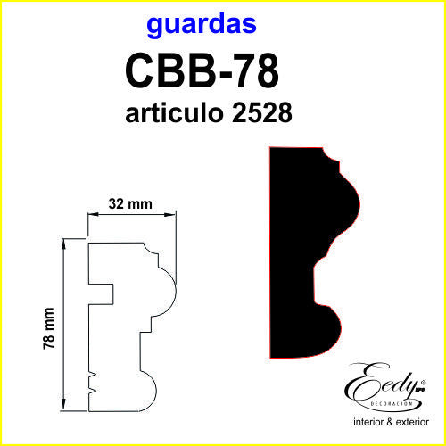 EEDY Moldura Guarda Exterior Revestida Cbb-78 - 1 Metro 1