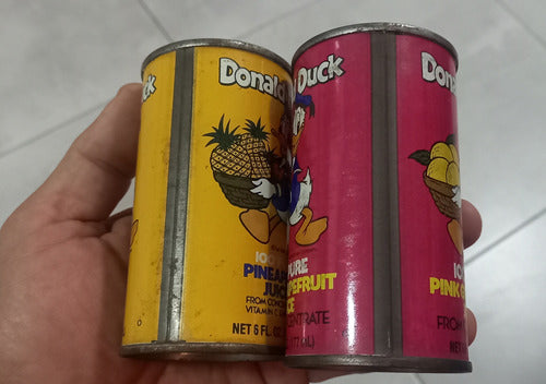 2 Latas Vacias De Jugo Donald Duck Orange Y Pineapple Chapa 1