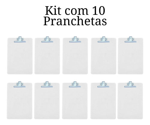 Kit Com 10 Pranchetas Acrílica A4 Com Prendedor 1