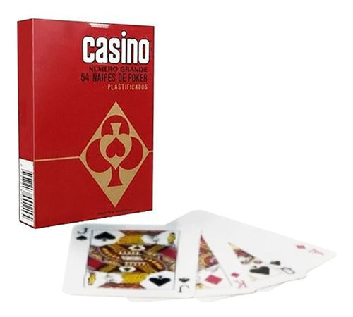 Casino Poker Cartas Naipes 54 Uni Plastificado Numero Grande 5