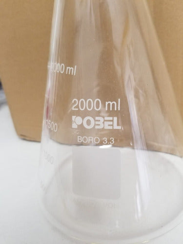 Pobel Erlenmeyer Graduado De 2000 Ml Vidrio Borosilicato 2