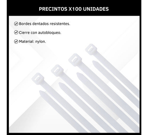 Cover Precinto Plastico 4.8x200mm Bolsa X100 Unid Cables 1