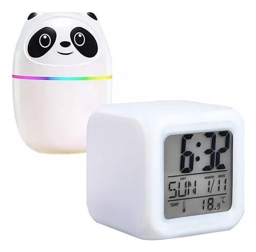 Deka Tienda Combo Digital LED Alarm Clock RGB + Panda Humidifier 0