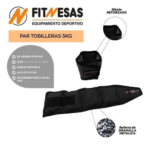 Functional Fitness Training Kit - Mat + 3kg Ankle Weights + 2x 3kg Dumbbells + Band + Ab Roller 25