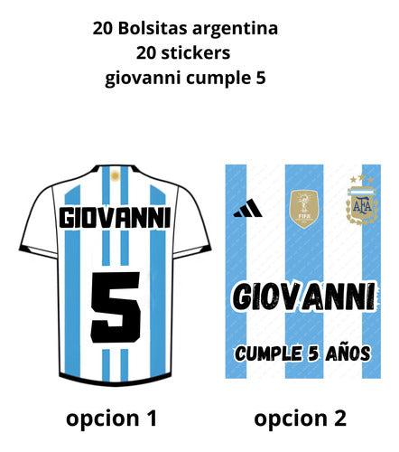 Bolsita Candy Argentina Messi X20+ Stickers Personalizados 6