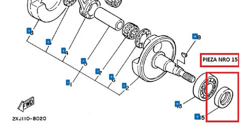 Yamaha Reten Piñon Yfz 450 17/22 Wr 450 16/22 93102-32014-00 0