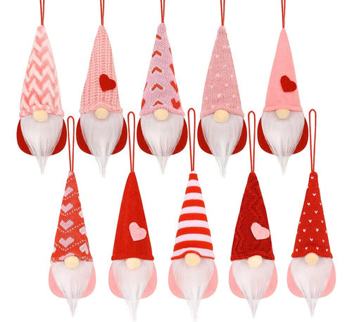 CRCZK Valentine's Day Decoration, 10 Piece Gnome Ornament Set 0