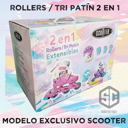 Scooter Italy Rollers Patin 2 En 1 Extensibles Unicornio Completo Scooter 5