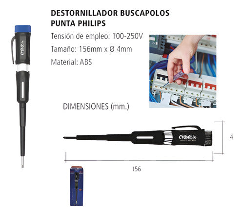 Buscapolo Destornillador Detector Fase Punta Philips Tbcin 1