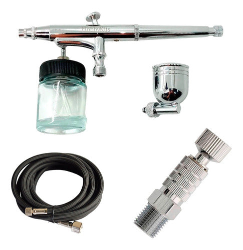 0.5mm Dual Cup and Bottle Airbrush Gun with 5m Hose 0