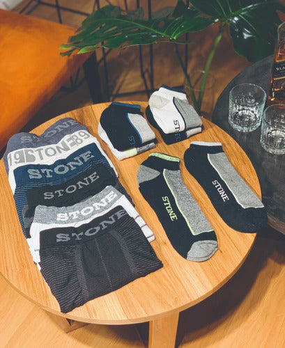 Stone Boxer Shorts X3 + 3 Pairs of Assorted Socks 3